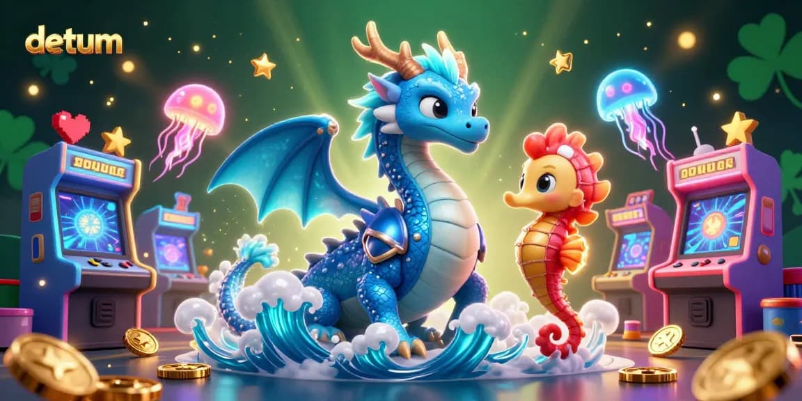 Engage with the exciting world of datum online casino featuring vibrant gaming scenes with dragons and neon jellyfish.