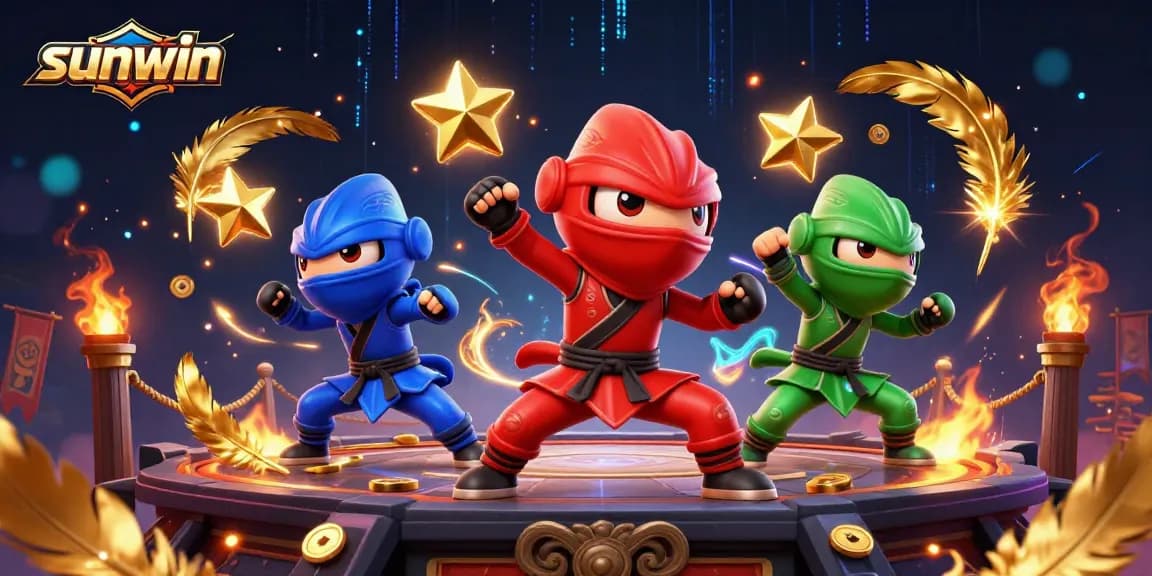 Play and win at sunwin with ninja chameleon characters, golden coins, and vibrant casino action.