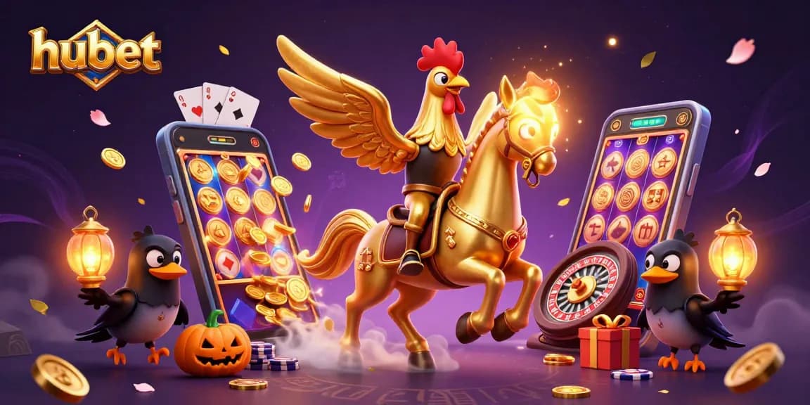 Experience the thrilling hubet casino action with golden rooster in a midnight scene.