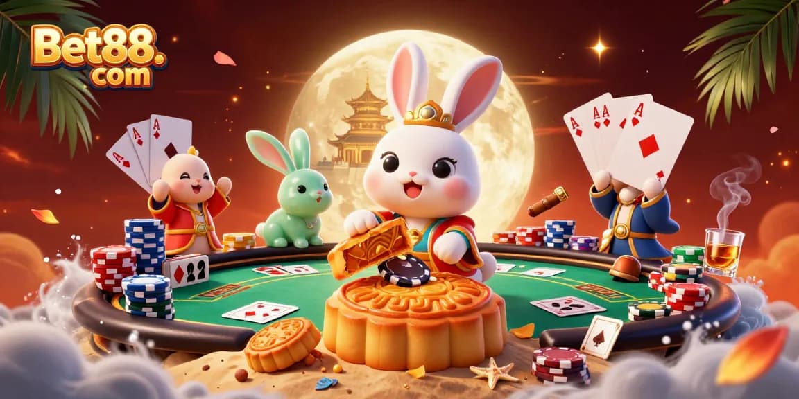Engage in exciting games at Bet88. com, featuring vibrant casino elements and playful characters.
