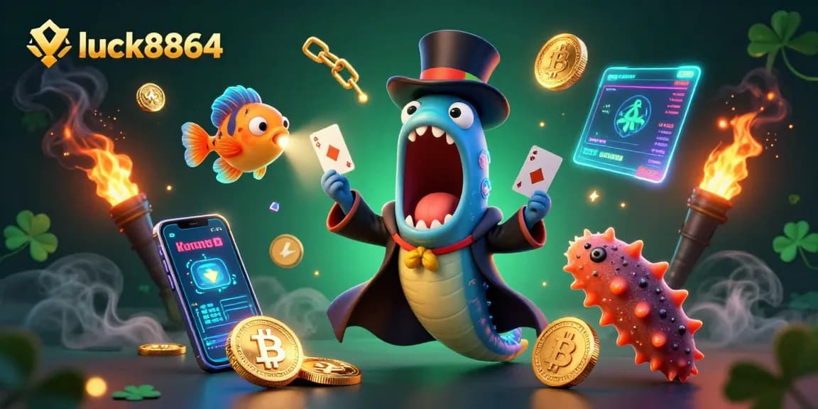 Experience luck8864 casino magic with glowing coins and enchanting sea creatures in this vibrant scene.