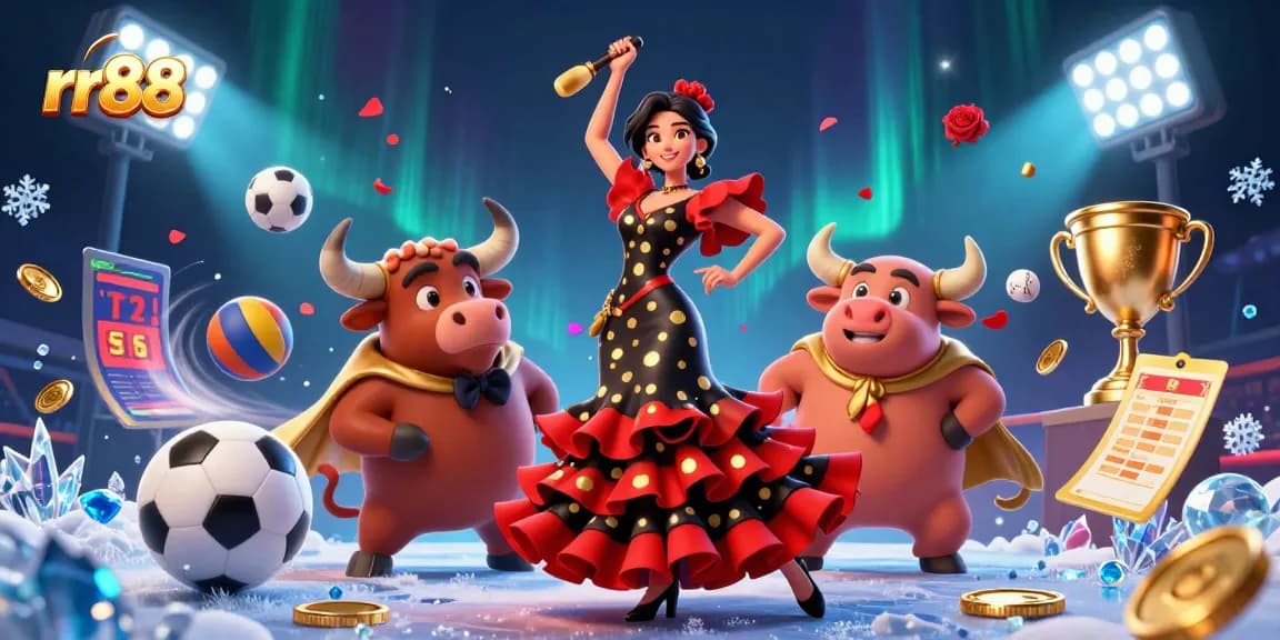 Engage with thrilling rr88 betting action featuring a flamenco dancer and a bull.