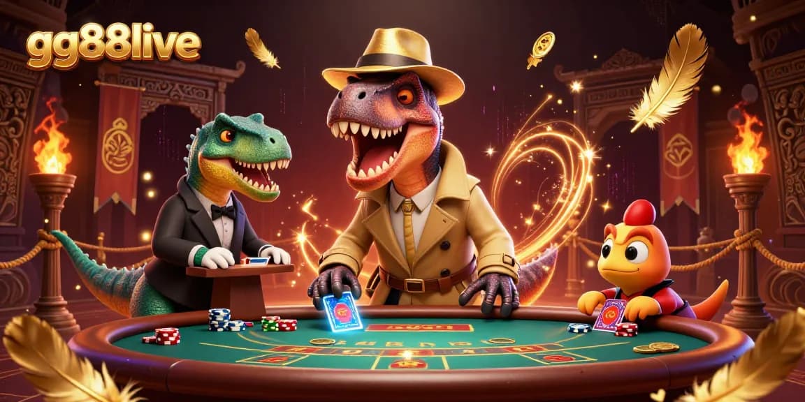 gg88live velociraptor card counter at a blackjack table in a dynamic casino scene