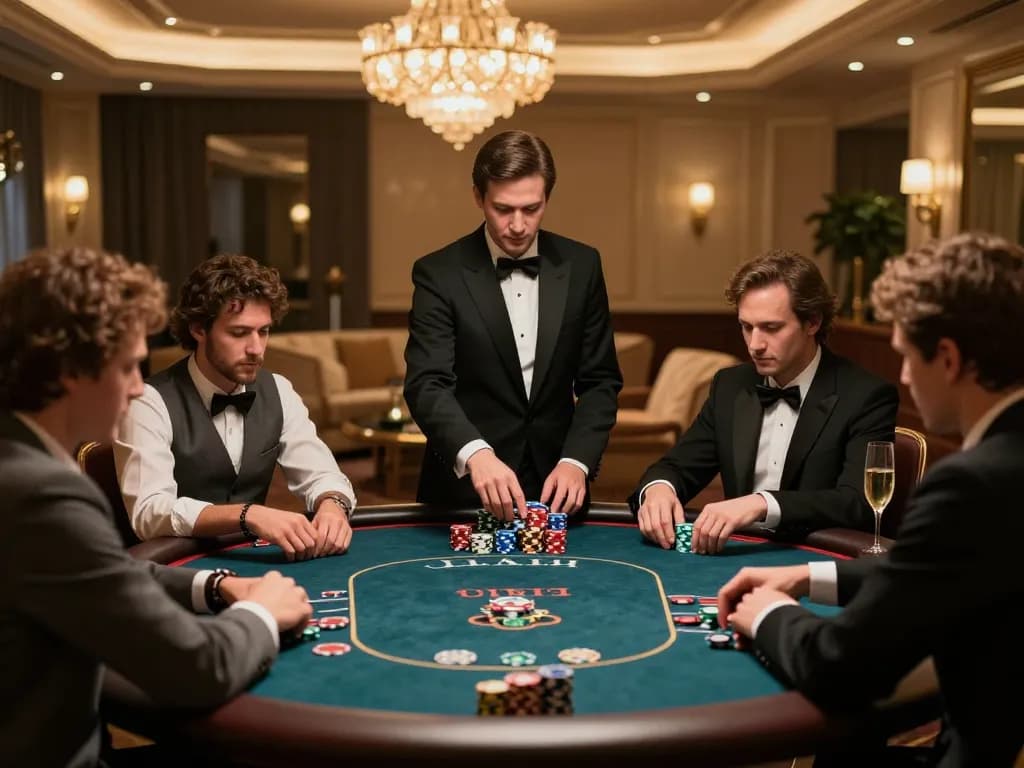 Experience high-stakes gameplay at RR88's elegant VIP poker table with intense strategy.