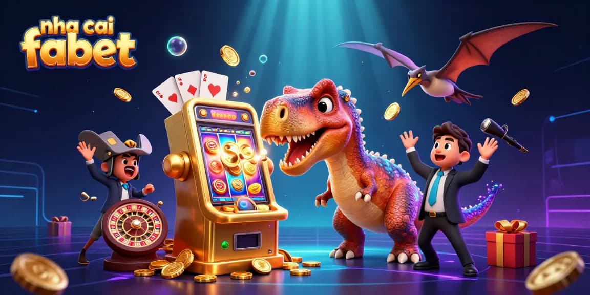 Experience fun with nha cai fabet as a pachycephalosaurus wins coins from a slot machine.