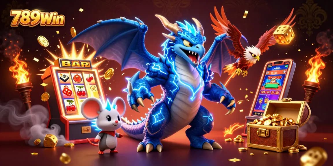 Spin and win at 789Win with a dynamic casino scene featuring vibrant characters and immersive gaming elements.