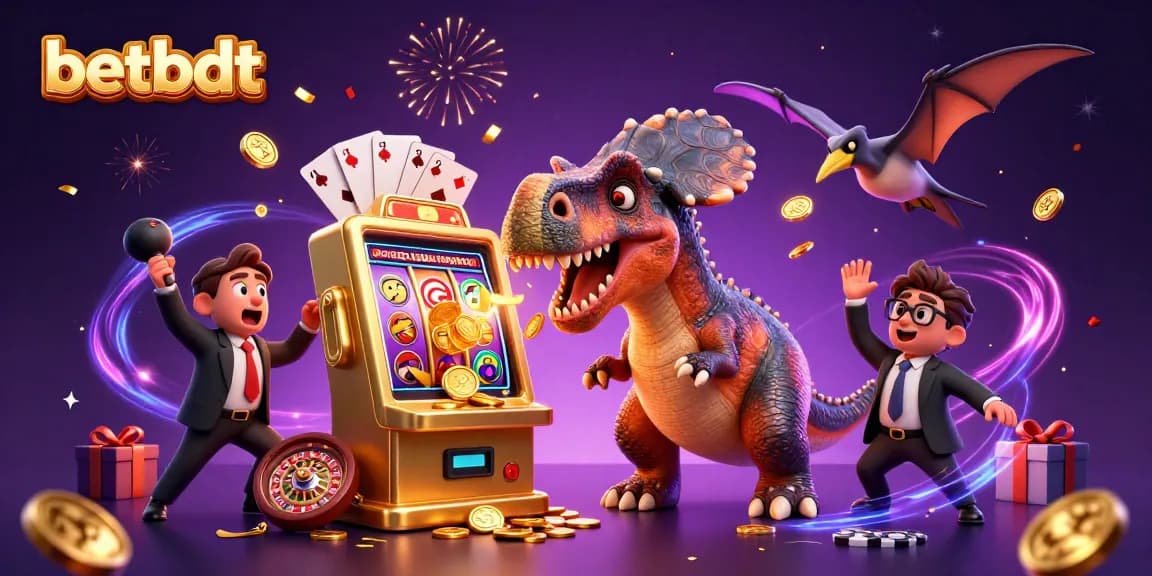 Watch betbdt's pachycephalosaurus win big by headbutting a golden slot machine for coins!
