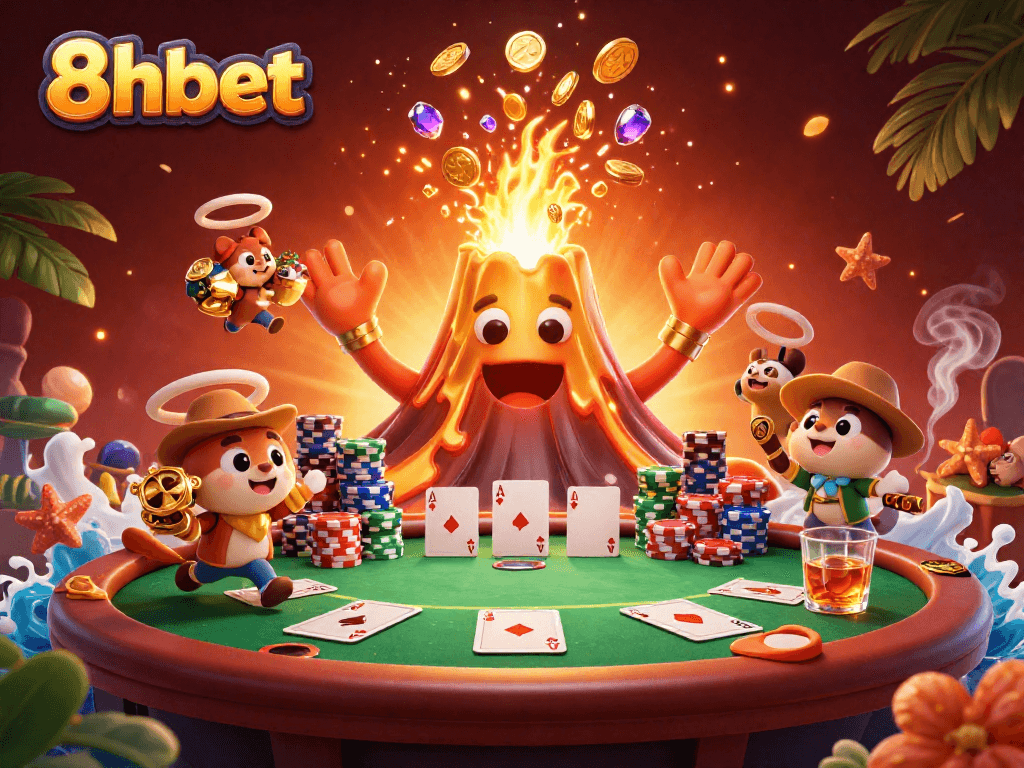 Experience the thrill of winning at 8xbet with a vibrant 3D casino scene.