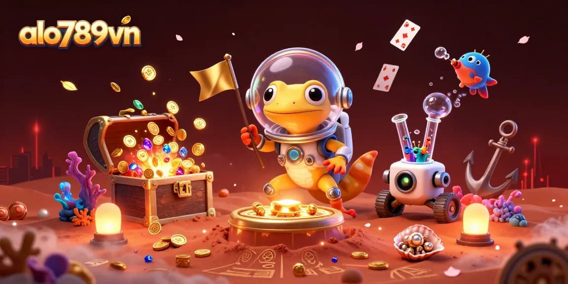 Join the excitement of alo789vn as a Martian gecko discovers a golden casino filled with riches and adventure.