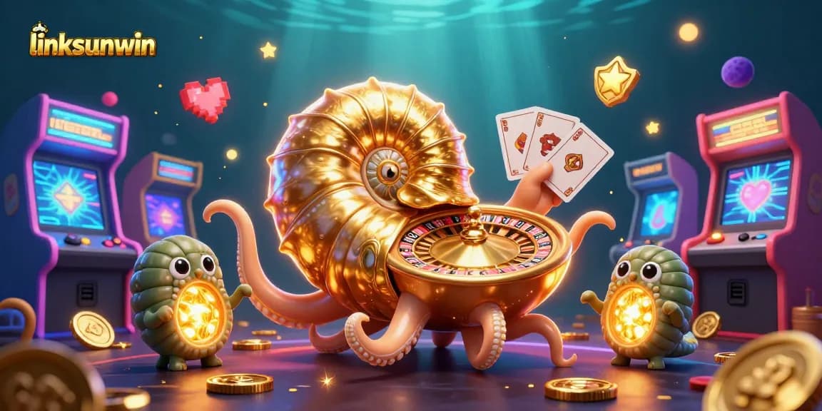 Experience linksunwin's captivating 3D cartoon nautilus roulette scene while winning with vibrant casino elements.