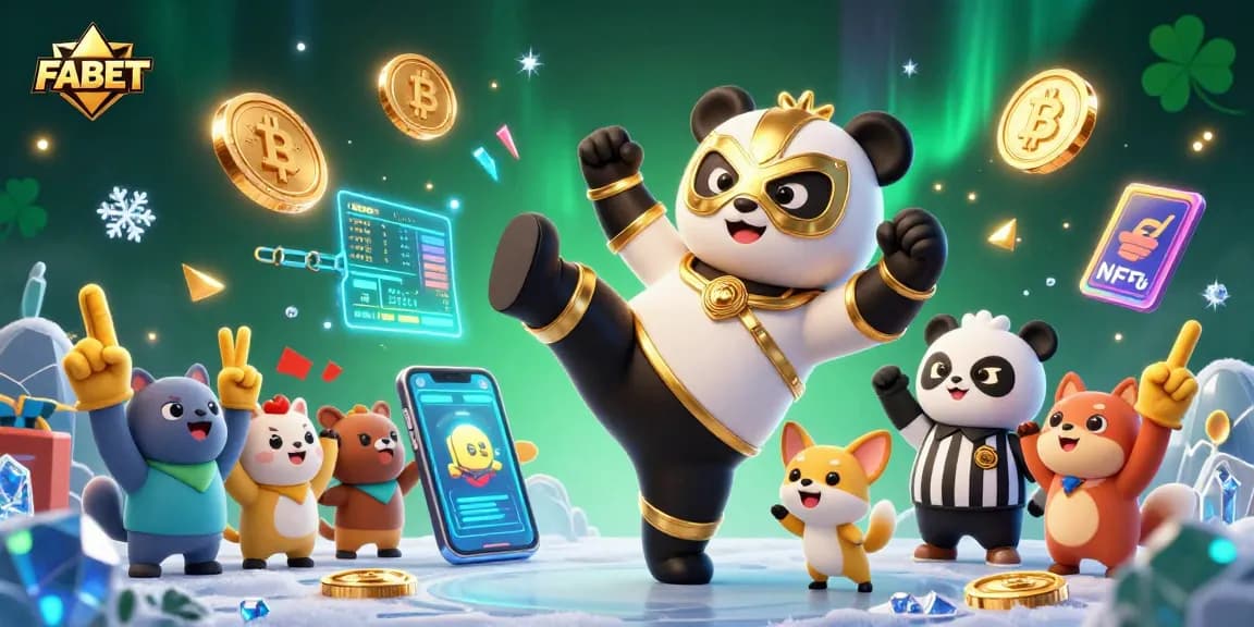 FABET engages gamblers with thrilling visuals of sports betting excitement and crypto elements.