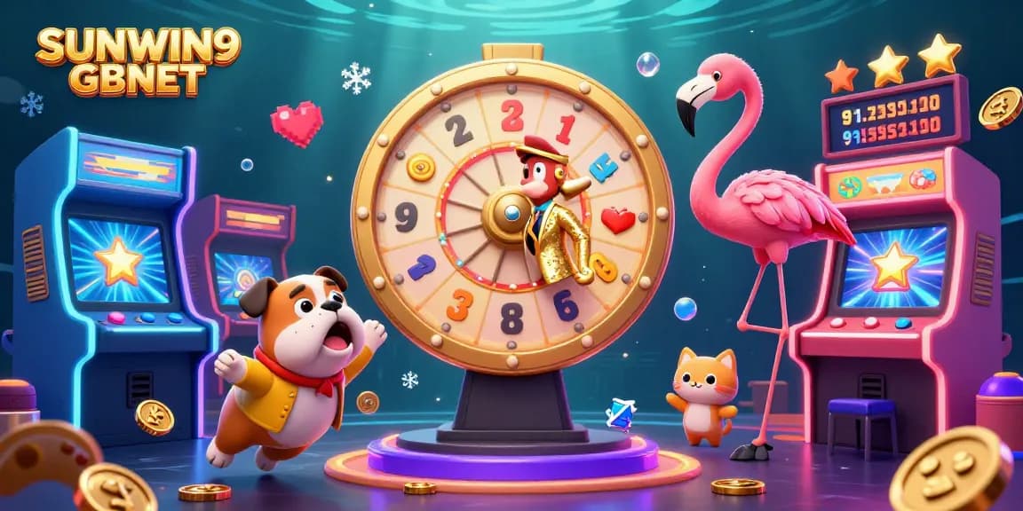 SUNWIN9 GBNET showcases an exciting game show scene with vivid characters and casino elements.