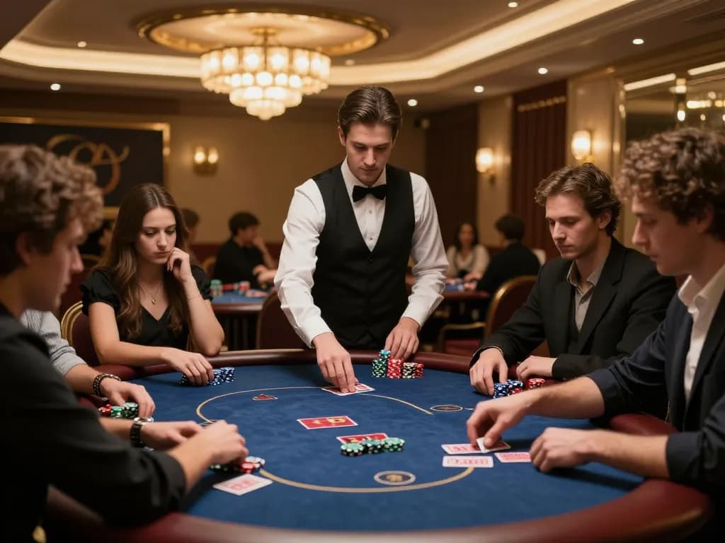 O8 players engaging in high-stakes poker game in a luxurious VIP room, luxurious atmosphere.