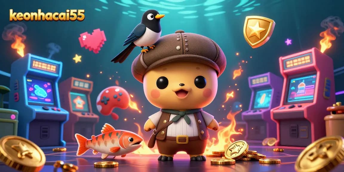 Engage with keonhacai55's captivating casino-themed illustration featuring lively characters and vibrant gaming elements.