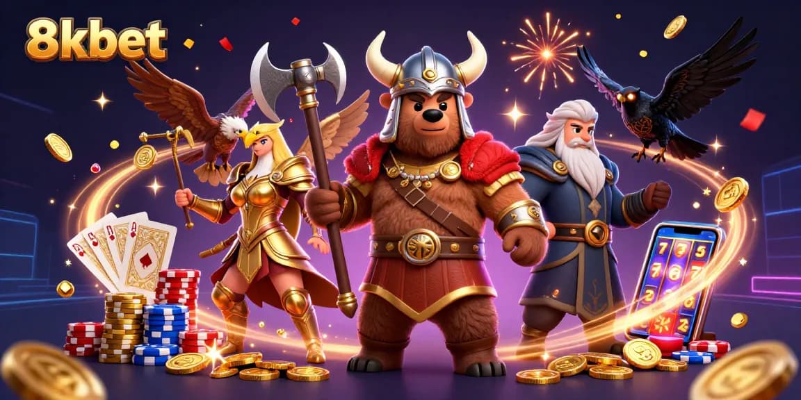 Engage in thrilling gameplay at 8xbet with a vibrant 3D casino scene featuring exciting elements.