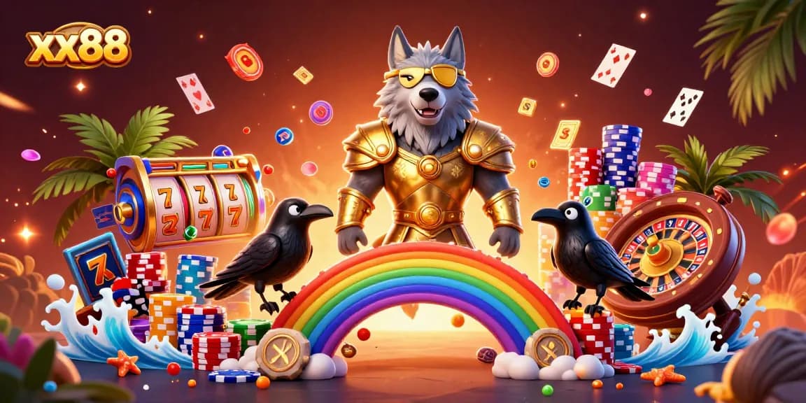 Engage with exhilarating xx88 gaming adventures amidst vibrant casino elements and rich mythical scenes.
