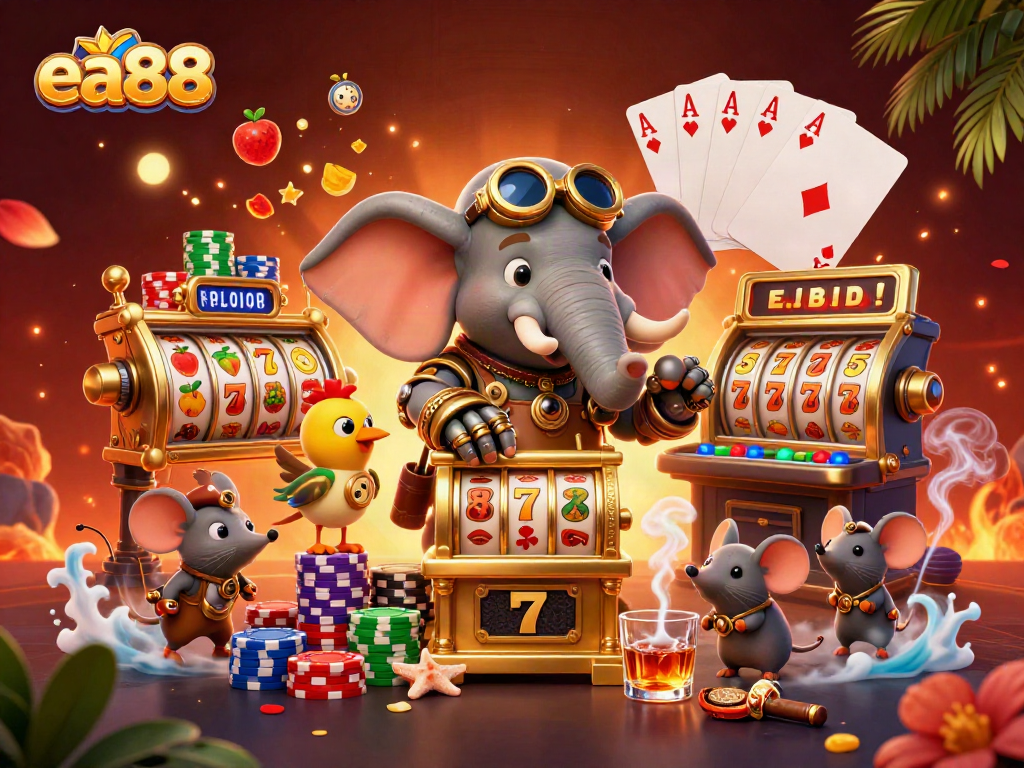 Experience thrilling wins at ea88 with a steampunk-themed gambling adventure featuring vibrant slot elements.