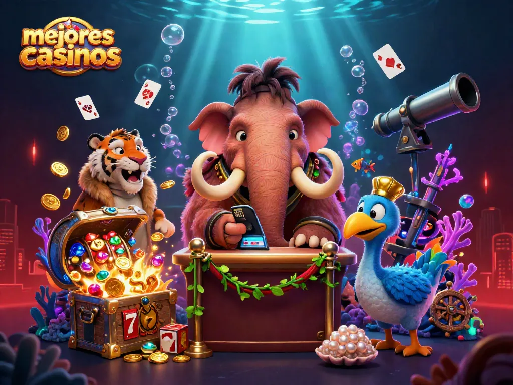 Los mejores casinos en Perú, mamut de casino controlando la entrada con VIPs en un ambiente vibrante.