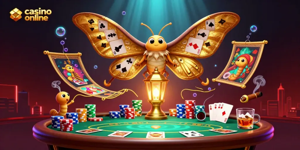 Disfruta de emocionantes juegos en un casino online con el héroe Moth y un espectáculo de cartas.