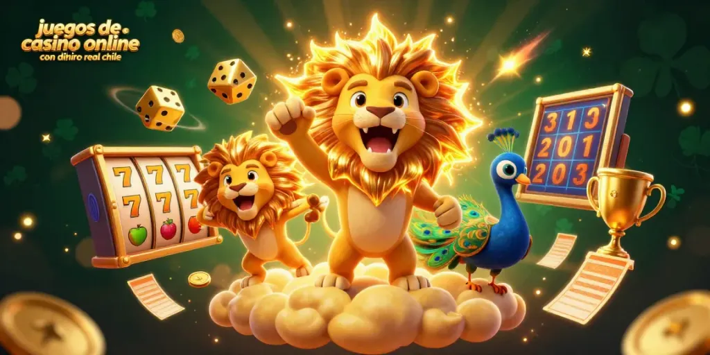 Juega en los mejores juegos de casino online con dinero real en Chile con divertidos elementos y colores vibrantes.