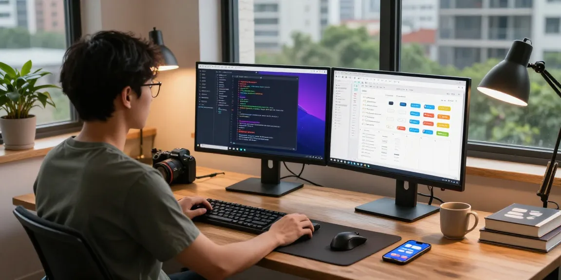 Developer coding in a sleek workspace, showcasing WPS Official Website interface and productivity tools.