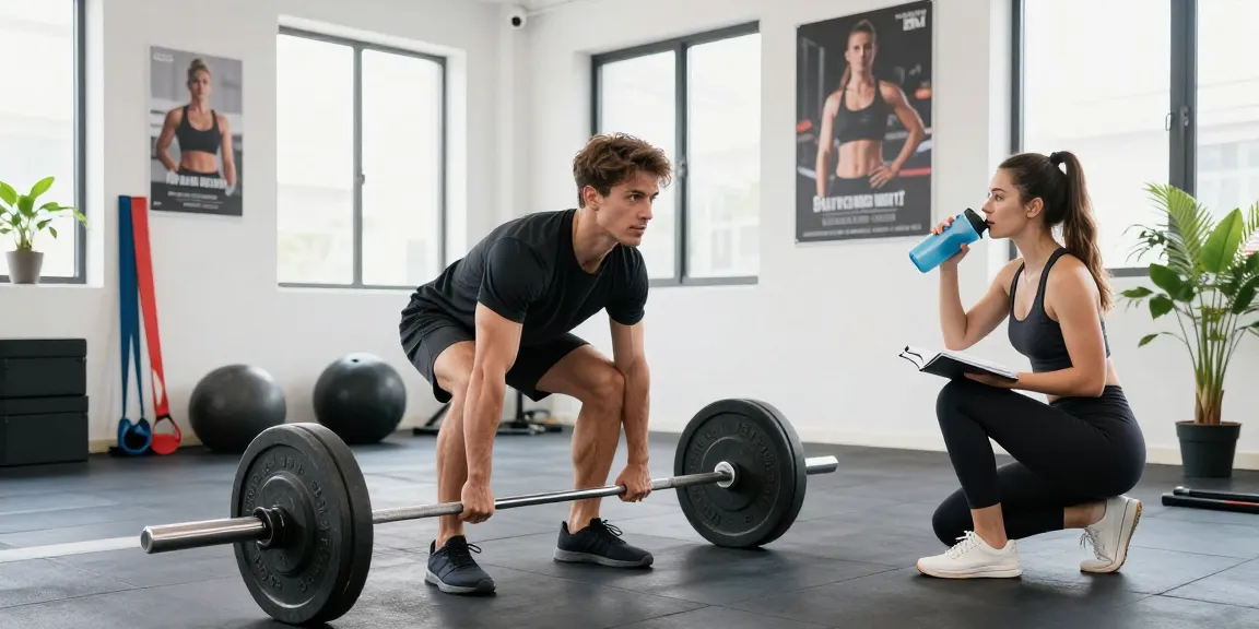 Entrenador en Esteroidesshop realizando ejercicios en un gimnasio moderno.