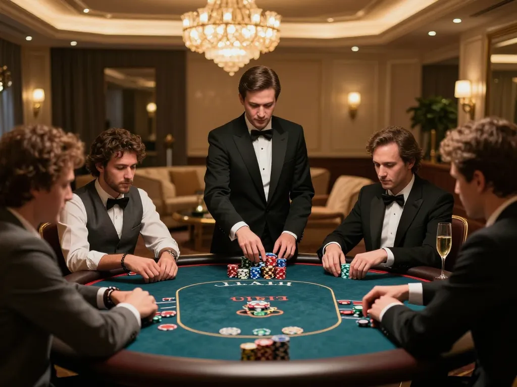 Experience high-stakes gameplay at RR88's elegant VIP poker table with intense strategy.