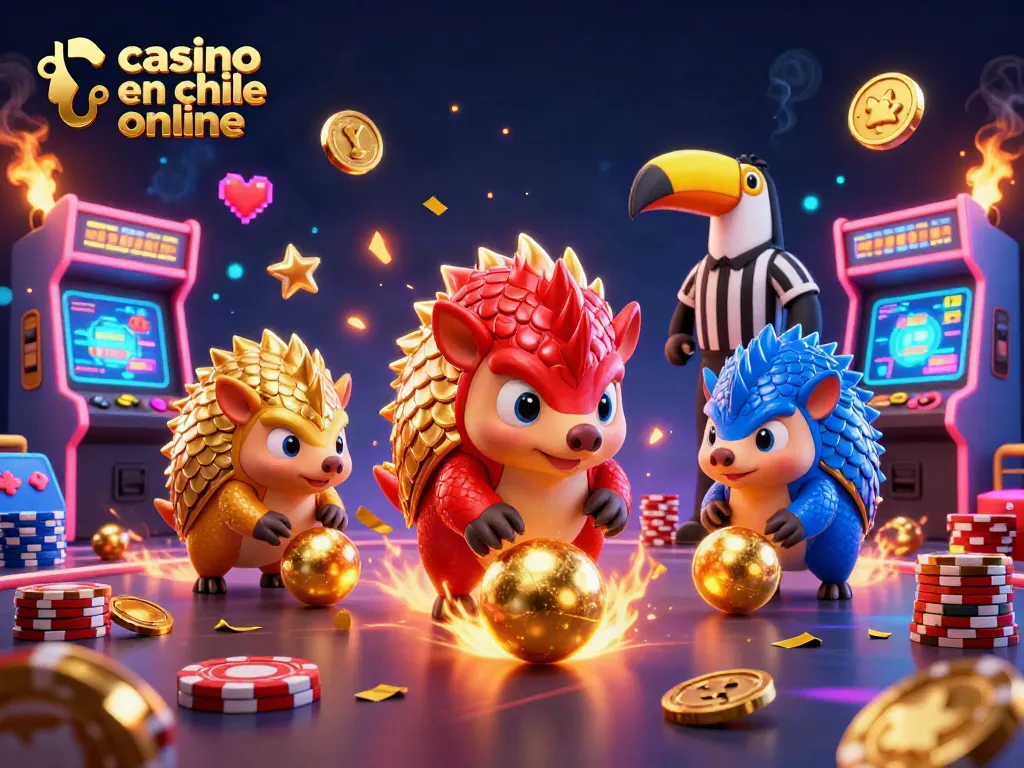 Descubre la emoción del casino en chile online con pangolines compitiendo entre pilas de fichas.