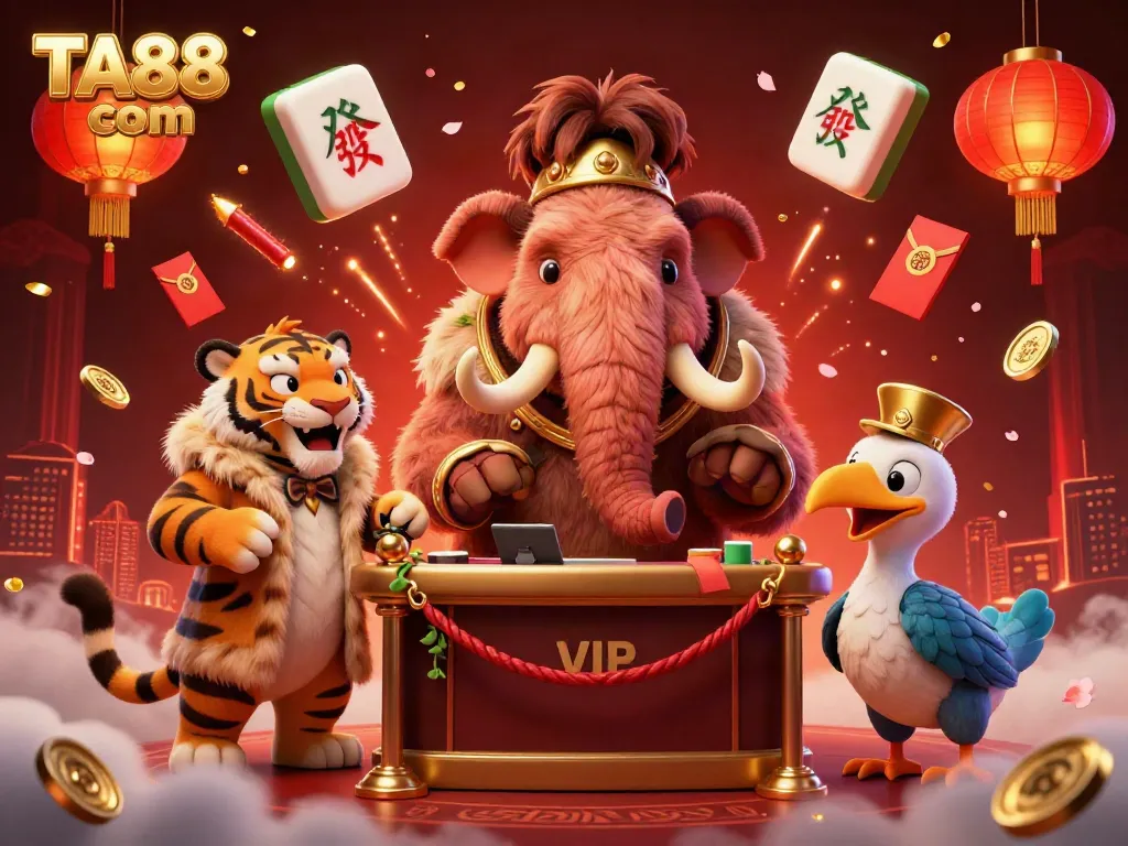 Catch a glimpse of TA88 com with its vibrant casino scene featuring colorful characters and gaming elements.