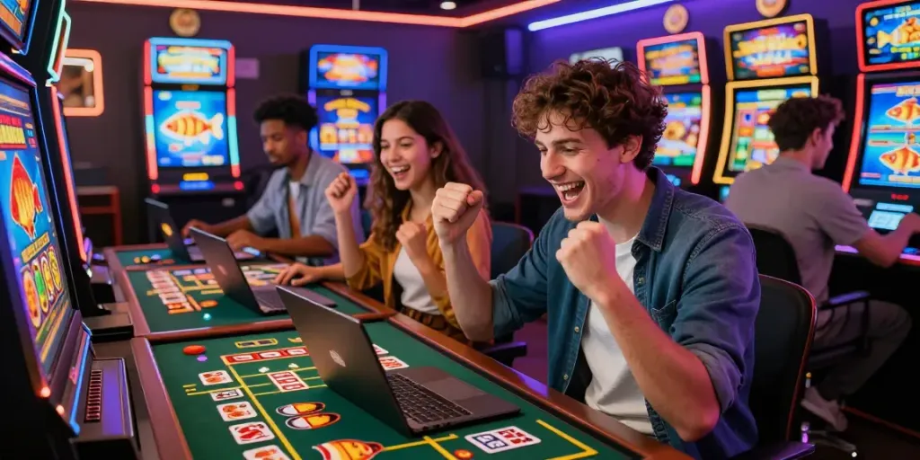 Exciting gaming atmosphere at https://du88az.net/ highlighting players winning and engaging in multiplayer online casino games.