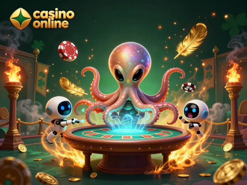 Ejecuta giros en el casino online con un pulpo alienígena y un robot emocionado