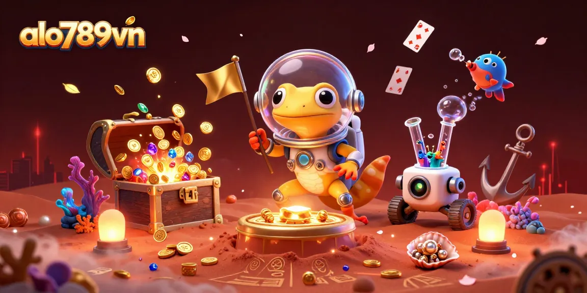 Join the excitement of alo789vn as a Martian gecko discovers a golden casino filled with riches and adventure.