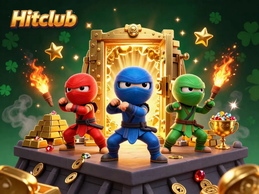 Experience thrilling play at Hitclub with chameleon ninjas and treasures bursting in vibrant action.