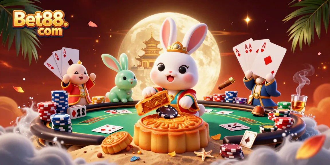 Engage in exciting games at Bet88. com, featuring vibrant casino elements and playful characters.